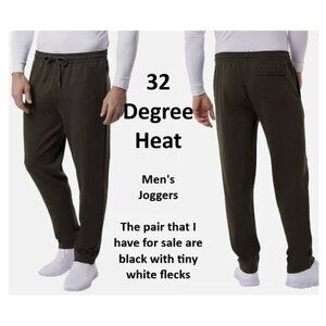 32 Degrees Het Performance Sweat Pants Black w/White flecks Men's Size XL
